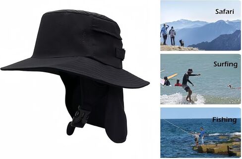 قبعة LLmoway لركوب الأمواج بعامل حماية من الأشعة فوق البنفسجية 50+ قبعة شمسية للشاطئ مقاومة للماء مع حزام للذقن in Kuwait