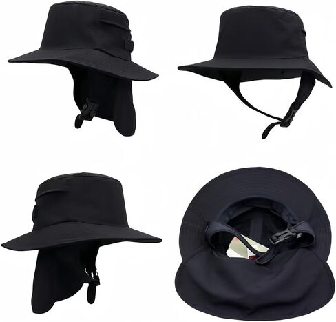 قبعة LLmoway لركوب الأمواج بعامل حماية من الأشعة فوق البنفسجية 50+ قبعة شمسية للشاطئ مقاومة للماء مع حزام للذقن in Kuwait