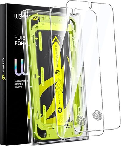 واقي شاشة الخصوصية WSKEN لهاتف Samsung Galaxy S24 Plus، 24 درجة [إزالة الغبار التلقائي] [دعم فتح بصمات الأصابع] طبقة زجاجية مقواة عالية الدقة بتغطية كاملة مع منزل تركيب نظيف للغبار، عبوتان in Kuwait