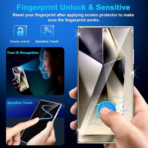 [3+3 Pack] for Samsung Galaxy S24 Ultra Screen Protector, 9H Tempered Glass, Ultrasonic Fingerprint Compatible, HD Clear Case Friendly for Samsung S24 Ultra Glass Screen Protector 5G in Saudi Arabia