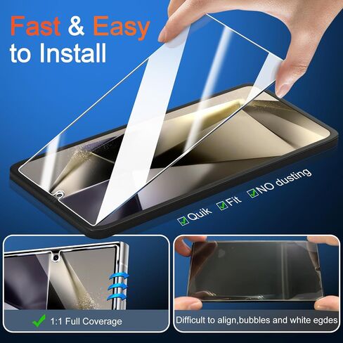 [3+3 Pack] for Samsung Galaxy S24 Ultra Screen Protector, 9H Tempered Glass, Ultrasonic Fingerprint Compatible, HD Clear Case Friendly for Samsung S24 Ultra Glass Screen Protector 5G in Saudi Arabia