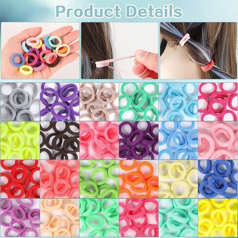 Baby Hair Ties 24 Colors,1500+120 PCS Nylon Toddler Hair Ties, Elastics Hair bands with Organizer Box, Soft Mini Ponytail Holders, Hair Accessories for Girls, Baby in Kuwait