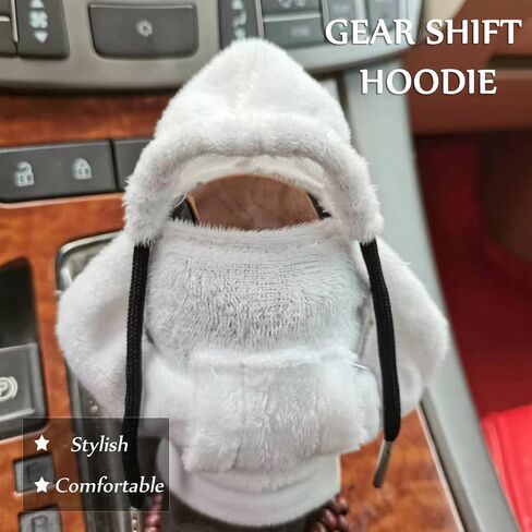 3 Pcs Fluffy Steering Wheel Cover Set,Car Shift Knob Funny Sweater Hoodie with Fuzzy Keychain,Fur Furry Car Accessories Set for Women Car Interior Decor (White) in Saudi Arabia