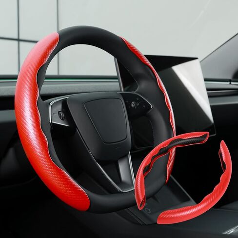 MEWANT 2pcs Car Carbon Fiber Segmented Steering Wheel Cover for Men/Women，Anti-Slip Comfortable Steering Wheel Protector Universal 99% Car Wheel Cover Protector, Car Interior Accessories in Kuwait