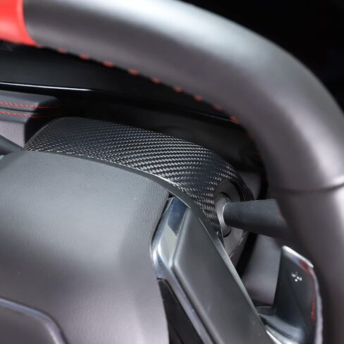 Daeiclru Real Carbon Fiber Car Steering Wheel Base Trim Cover Compatible with Chevrolet Corvette C8 2020-2023, Interior Steering Wheel Panel Trim Accessories (Black) in Saudi Arabia