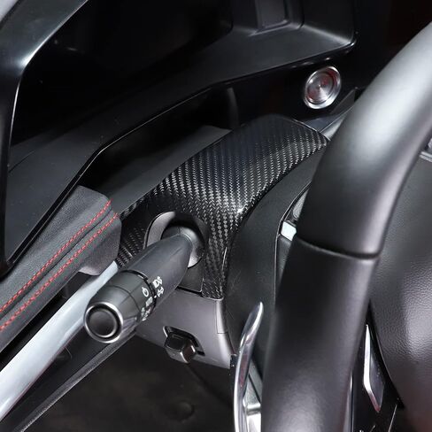 Daeiclru Real Carbon Fiber Car Steering Wheel Base Trim Cover Compatible with Chevrolet Corvette C8 2020-2023, Interior Steering Wheel Panel Trim Accessories (Black) in Saudi Arabia