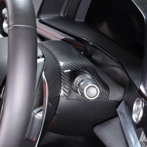 Daeiclru Real Carbon Fiber Car Steering Wheel Base Trim Cover Compatible with Chevrolet Corvette C8 2020-2023, Interior Steering Wheel Panel Trim Accessories (Black) in Saudi Arabia