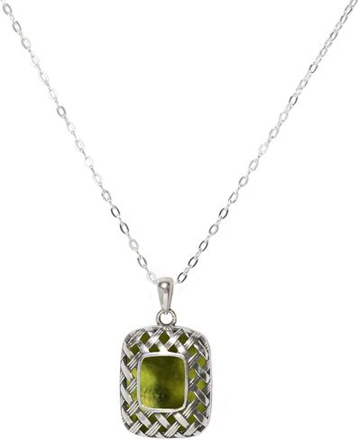Bottled Up Designs Handmade Vintage Olive Greem Quilted Square Leverback Necklace, Recycled 1900s Wine Bottle Glass, Sterling Silver, Eco Friendly, Made in USA, Birthday Gifts, Mothers Day, Women in Saudi Arabia