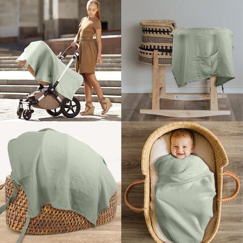 Muslin Nursing Covers for Breastfeeding - Allows Hands-Free Baby Check, 100% Cotton, Featuring Windproof Straps, Includes A Small Potable Storage Pocket, Baby Breast Feeding Must Haves in Saudi Arabia
