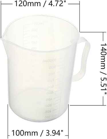 Bettomshin 1Pcs 1000ml Metric Plastic Graduated Beaker, Lab Beakers Multipurpose Mixing Cups Measuring Cup Transparent for Lab Kitchen Liquids in Saudi Arabia
