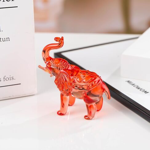 Crystal Elephant Figurine Home Decor, Glass Elephant Statue Gifts for Women Men, Crystal Animals Collectible Figurines Tabletop Decoration Elephant Sculpture with Trunk Up Ornaments (Blue) in Saudi Arabia