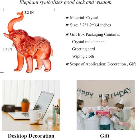 Crystal Elephant Figurine Home Decor, Glass Elephant Statue Gifts for Women Men, Crystal Animals Collectible Figurines Tabletop Decoration Elephant Sculpture with Trunk Up Ornaments (Blue) in Saudi Arabia