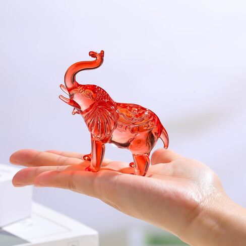 Crystal Elephant Figurine Home Decor, Glass Elephant Statue Gifts for Women Men, Crystal Animals Collectible Figurines Tabletop Decoration Elephant Sculpture with Trunk Up Ornaments (Blue) in Saudi Arabia