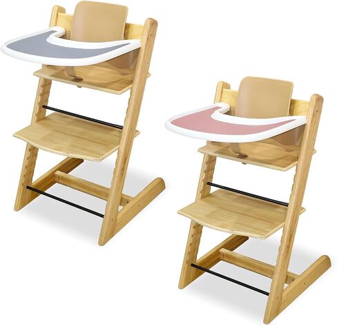 2 Pieces High Chair Placemat Silicone, Clean and Hygienic, Suitable for Tripp Trapp High Chair Tray (Grey/Green) in Saudi Arabia