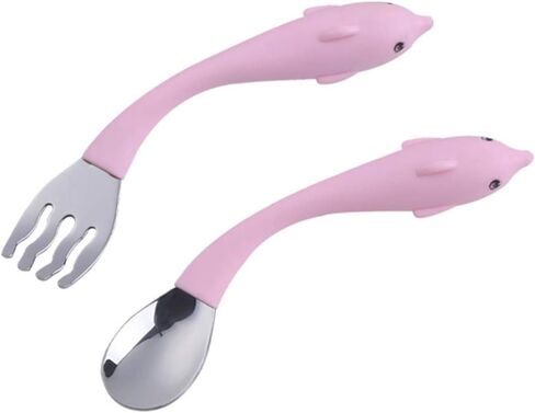 Toddmomy Baby Spoons 1 Set Baby Bendable Utensils Toddler Spoon and Fork Set Self-Feeding Training Learning Utensils Sets Easy Grip Tableware Chewable Flatware for Kids Children Baby Spoon in Saudi Arabia