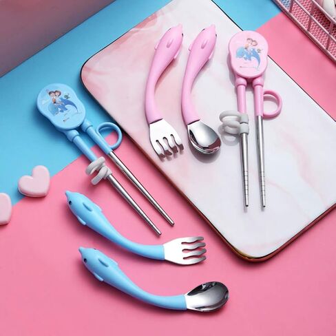 Toddmomy Baby Spoons 1 Set Baby Bendable Utensils Toddler Spoon and Fork Set Self-Feeding Training Learning Utensils Sets Easy Grip Tableware Chewable Flatware for Kids Children Baby Spoon in Saudi Arabia