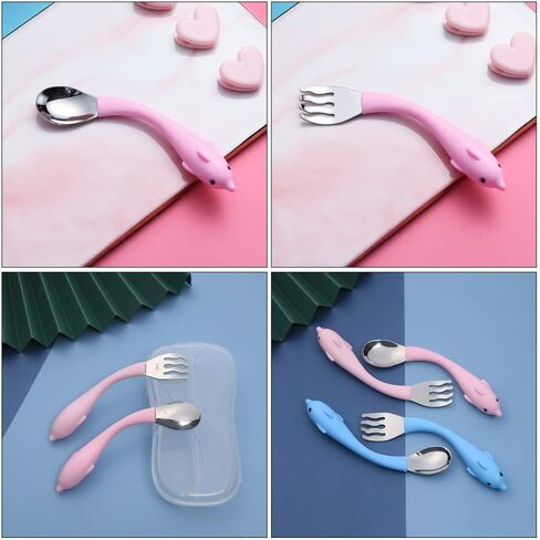 Toddmomy Baby Spoons 1 Set Baby Bendable Utensils Toddler Spoon and Fork Set Self-Feeding Training Learning Utensils Sets Easy Grip Tableware Chewable Flatware for Kids Children Baby Spoon in Saudi Arabia