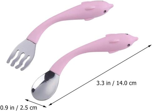 Toddmomy Baby Spoons 1 Set Baby Bendable Utensils Toddler Spoon and Fork Set Self-Feeding Training Learning Utensils Sets Easy Grip Tableware Chewable Flatware for Kids Children Baby Spoon in Saudi Arabia
