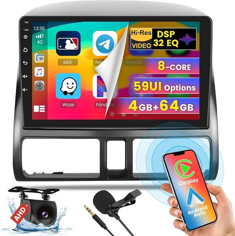8 Core 4G+64G Android 13 Radio Kit Upgrade for Honda CRV 2002-2006 with Wireless Carplay&Android Auto, 9 Inch Touch Screen Stereo with GPS WiFi 32EQ DSP 59 UI AHD Backup Camera in Saudi Arabia
