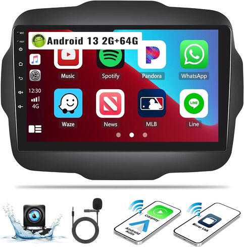 UNITOPSCI 2G+64G Android 13 ستيريو سيارة لسيارة Jeep Renegade 2015-2020 راديو لاسلكي Apple CarPlay Android Auto Mirror Link 9 بوصة بلوتوث HD شاشة لمس GPS FM WiFi USB SWC + ميكروفون كاميرا احتياطية in Saudi Arabia