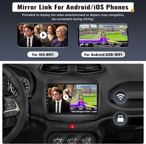 UNITOPSCI 2G+64G Android 13 ستيريو سيارة لسيارة Jeep Renegade 2015-2020 راديو لاسلكي Apple CarPlay Android Auto Mirror Link 9 بوصة بلوتوث HD شاشة لمس GPS FM WiFi USB SWC + ميكروفون كاميرا احتياطية in Saudi Arabia