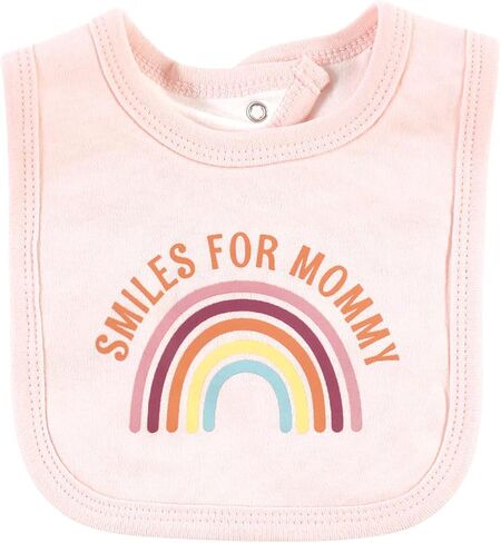 Hudson Baby Unisex Baby Cotton Bodysuit, Pant and Bib Set, Sunshine Rainbows, Newborn in Saudi Arabia