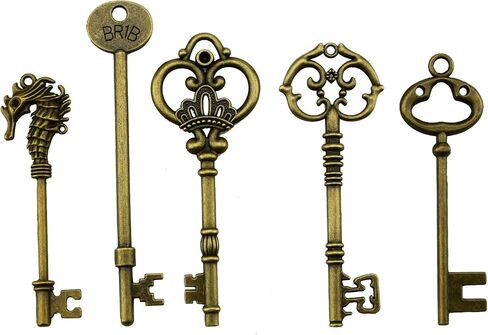 XONOR 24Pcs Large Antique Bronze Skeleton Keys Rustic Key for Wedding Decoration Favor, Necklace Pendants, Jewelry Making in Kuwait