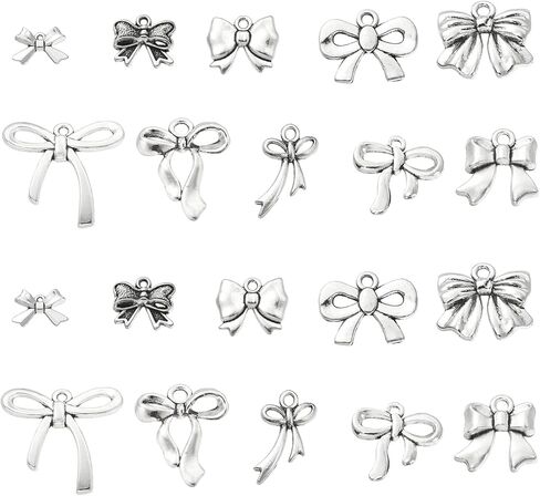 DanLingJewelry 100Pcs 10 Styles Tibetan Bowknot Charms Antique Silver Bow Tie Charms for DIY Necklace Bracelet Jewelry Making in Saudi Arabia
