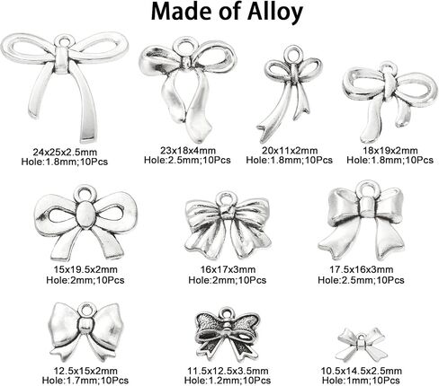 DanLingJewelry 100Pcs 10 Styles Tibetan Bowknot Charms Antique Silver Bow Tie Charms for DIY Necklace Bracelet Jewelry Making in Saudi Arabia
