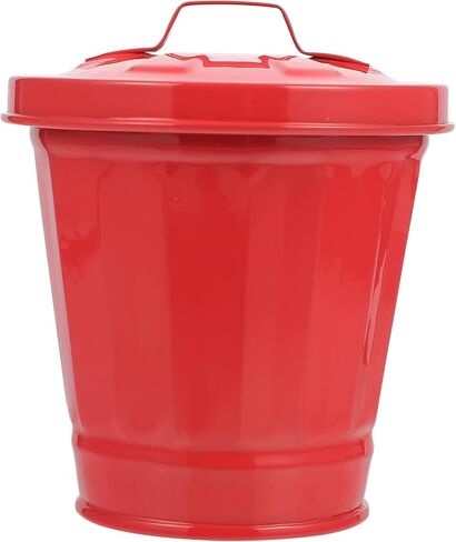 POPETPOP Galvanized Trash Can with Lid Mini Desktop Wastebasket Metal Garbage Bin Pen Holder Flowerpot Metal Utility Pail Small Buckets Organizer Kitchen Countertop Trash Containers in Saudi Arabia
