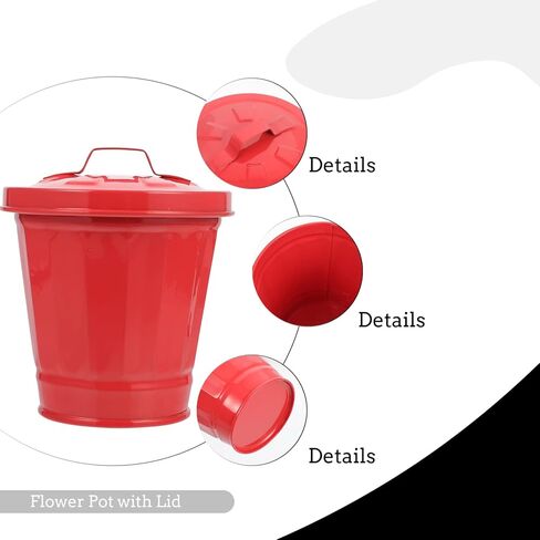 POPETPOP Galvanized Trash Can with Lid Mini Desktop Wastebasket Metal Garbage Bin Pen Holder Flowerpot Metal Utility Pail Small Buckets Organizer Kitchen Countertop Trash Containers in Saudi Arabia