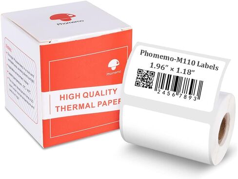 Phomemo M110 Labels 1.96'' x 1.18''(50 * 30mm), Compatible with Phomemo M110/M120/M220/M200 Label Printer, Multi-Purpose Label Tape Self-Adhesive Thermal Paper, Black on White,230 Labels/Roll in Kuwait