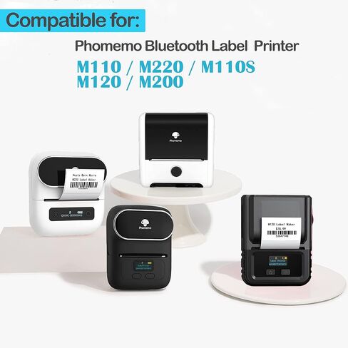 Phomemo M110 Labels 1.96'' x 1.18''(50 * 30mm), Compatible with Phomemo M110/M120/M220/M200 Label Printer, Multi-Purpose Label Tape Self-Adhesive Thermal Paper, Black on White,230 Labels/Roll in Kuwait