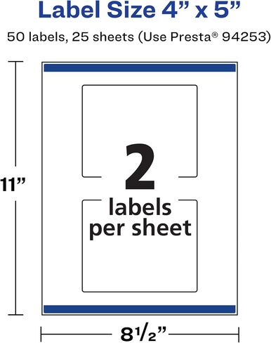 Avery Durable Waterproof Rectangle Labels with Sure Feed, 4" x 5", 100 Oil and Tear-Resistant Waterproof Labels, Print-to-The-Edge, Laser/Pigment-Based Inkjet Printable Labels in Saudi Arabia