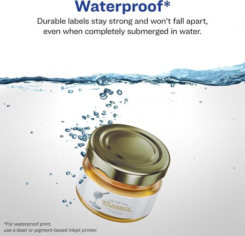 Avery Durable Waterproof Rectangle Labels with Sure Feed, 1" x 7", 200 Oil and Tear-Resistant Waterproof Labels, Print-to-The-Edge, Laser/Pigment-Based Inkjet Printable Labels in Saudi Arabia