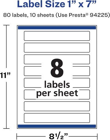 Avery Durable Waterproof Rectangle Labels with Sure Feed, 1" x 7", 200 Oil and Tear-Resistant Waterproof Labels, Print-to-The-Edge, Laser/Pigment-Based Inkjet Printable Labels in Saudi Arabia