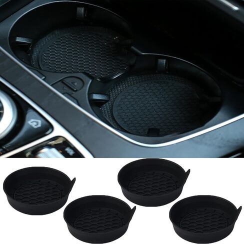 حاملات أكواب السيارات، 4 عبوات من قواعد الأكواب العالمية للسيارة مقاومة للماء ومضادة للانزلاق ومضادة للانسكاب وإكسسوارات السيارة الداخلية باللون الأسود. in Kuwait