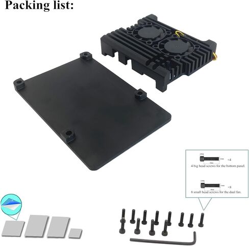 حافظة مدرعة من سبائك الألومنيوم Raspberry Pi 5، مبرد غرفة التبريد Pi 5، حافظة تبريد سلبية لجهاز Raspberry Pi 5 4GB/8GB (مع مروحة مزدوجة) in Kuwait
