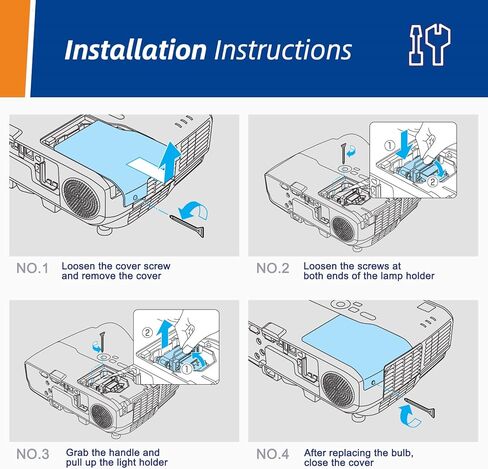 ELP-LP88 / V13H010L88 مصباح متوافق مع السكن لأجهزة العرض EPSON PowerLite 955WH 965H 97H 98H 99WH S27 W29 X27 (ELP88) in Kuwait