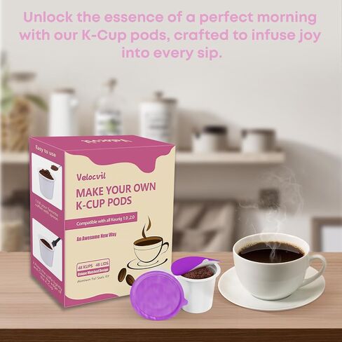 48 Disposable Fillable K Cups Coffee Pods Set, Make Your Own Single Serve Pods, Compatible With 1.0 & 2.0 Keurig Brewers, Better Brew for Stronger Flavor. in Saudi Arabia