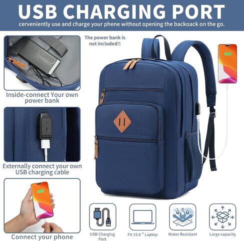 YGR Classic Carry-on Travel Backpack for Men and Women, Anti Theft Laptop Backpack with USB Charging Port for Work, Large Computer Backpack for College, Water Resistant, Outdoor Sports, Work, Black in Saudi Arabia