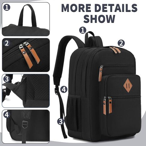 YGR Classic Carry-on Travel Backpack for Men and Women, Anti Theft Laptop Backpack with USB Charging Port for Work, Large Computer Backpack for College, Water Resistant, Outdoor Sports, Work, Black in Saudi Arabia