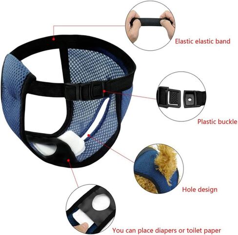 Female Dog Heat Cycle with 3 Replace Diaper,Dog Pants in Heat Reusable Diapers Adjustable Protective Pants for Dogs Black L in Saudi Arabia