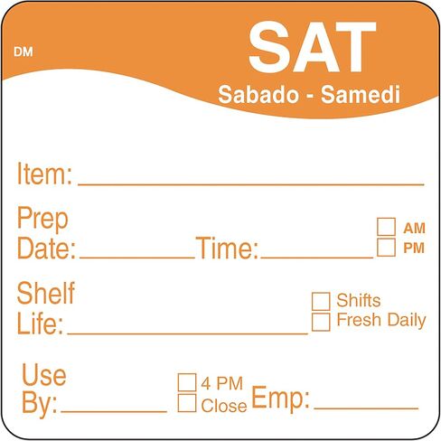 DayMark Safety Systems DissolveMark IT112213 "Sun" Day of The Week Label, 2" x 2" (Roll of 250) in Saudi Arabia