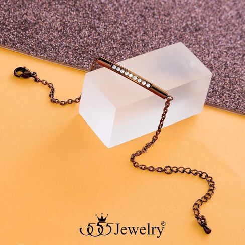 555Jewelry المرأة سباركلي مكعب زركونيا اسطوانة شريط الفولاذ المقاوم للصدأ سوار in Kuwait