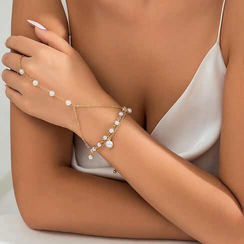 Long tiantian Ring Bracelet Hand Chain Bracelet Butterfly Finger Ring for Women Girls Rhinestone Hand Chain Ring Bracelets for Women Trendy Stuff in Saudi Arabia