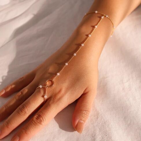 Long tiantian Ring Bracelet Hand Chain Bracelet Butterfly Finger Ring for Women Girls Rhinestone Hand Chain Ring Bracelets for Women Trendy Stuff in Saudi Arabia