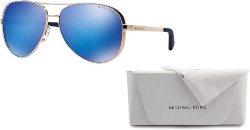 Michael Kors MK5004 Chelsea Aviator Sunglasses Rose Gold w/Blue Mirror (1003/25) MK 5004 100325 59mm Authentic BUNDLE with Designer iWear Eyewear Care Kit in Saudi Arabia