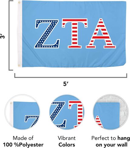 Desert Cactus Zeta Tau Alpha Flag ZTA Zeta USA Letter Sorority Greek Banner Large 3x5 feet Sign Décor in Saudi Arabia