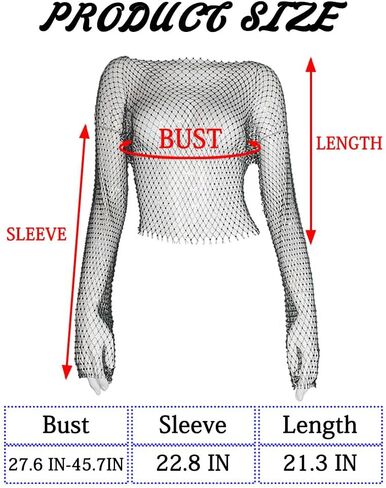 Uranian Rhinestone Mesh Crop Top Sexy Body Chain See Through Tank Top Long Sleeve Bikini Cover Up for Beach Party Festival in Kuwait